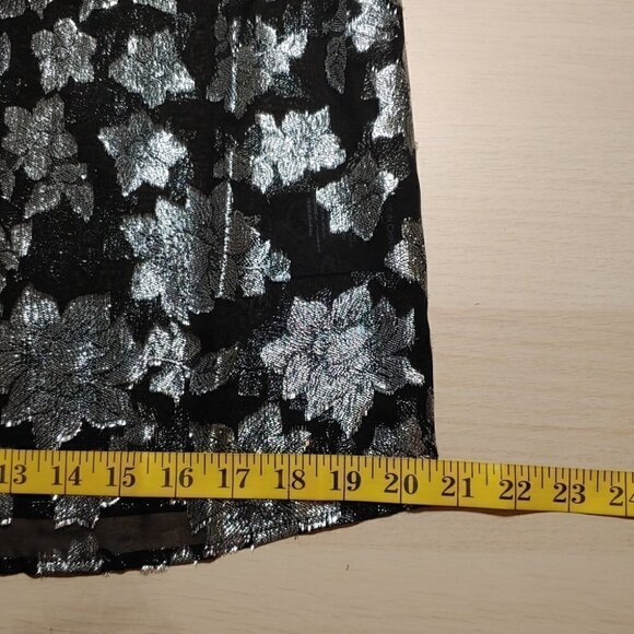 NWT CLUB MONACO Black silk silver floral embroidery sheer blouse - Picture 11 of 16